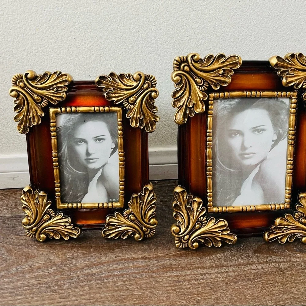 Elegant Gold and Brown Picture Frame Set
